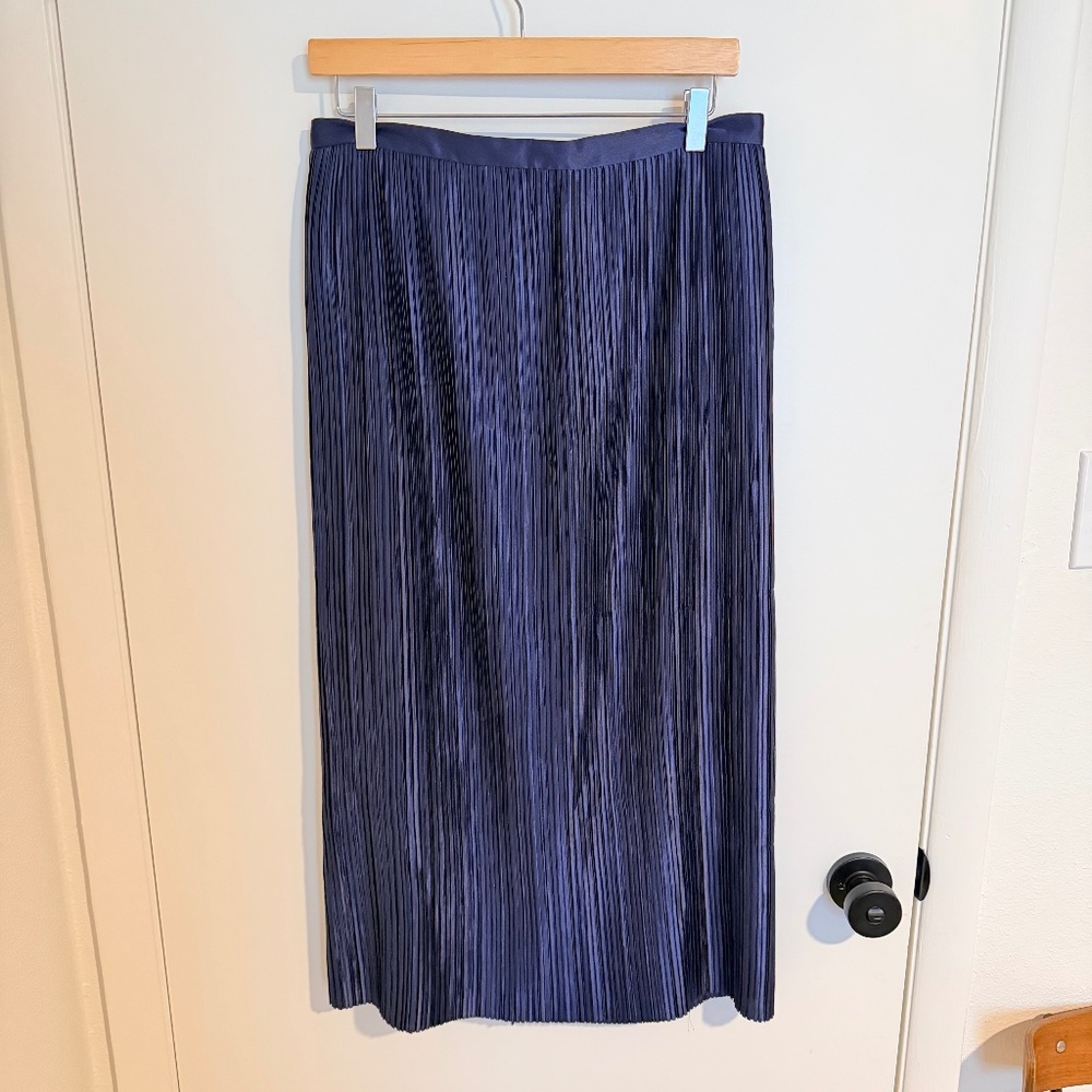 Tibi Navy Blue Pleated Skirt Size 8 - Picture 6 of 11